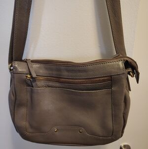 Elegant Gray Leather Shoulder Bag - 💯 Leather